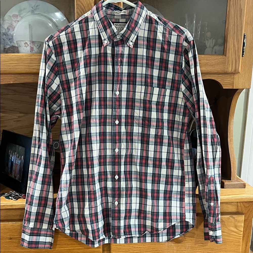 J. Crew Men's Plaid Button-Down Shirt - Red, Black & White